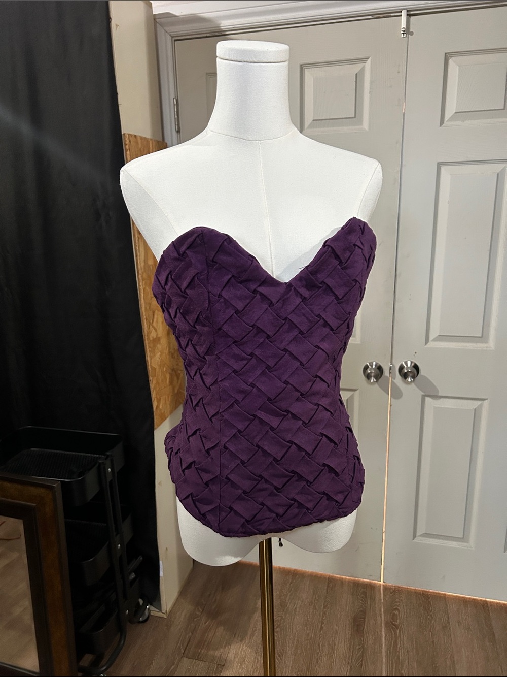 AKIRA Purple Woven Strapless Corset Cami